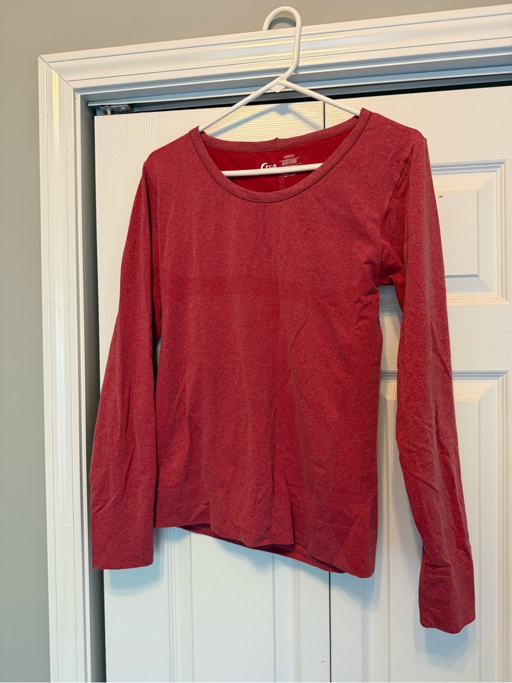 Zyia active Heather red Women's Long Sleeve Scoop Neck Top - Deep Red large nwot